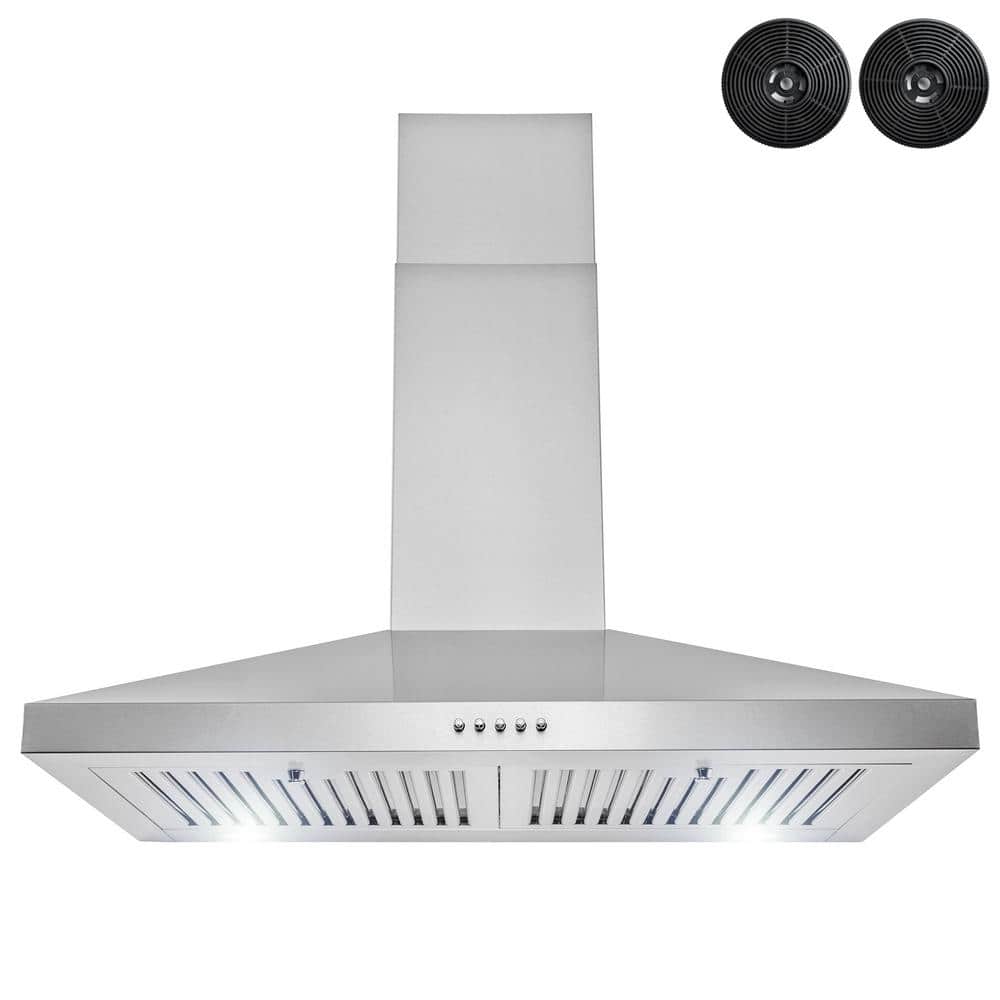 Golden Vantage 30 in. Wall Mount Range Hood in Stainless Steel with LEDs, Push Control and
