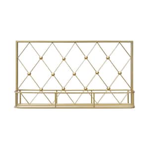 35.375 in. W x 19.625 in. H Rectangle Framed Gold Mirror with a Shelf