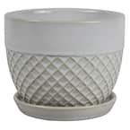Trendspot 6 in. Dia White Acorn Bell Ceramic Planter CR10732-06F