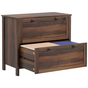 File Cabinet 2 Drawer Brown Engineered Wood 31.1 in. W Vertical File Cabinet