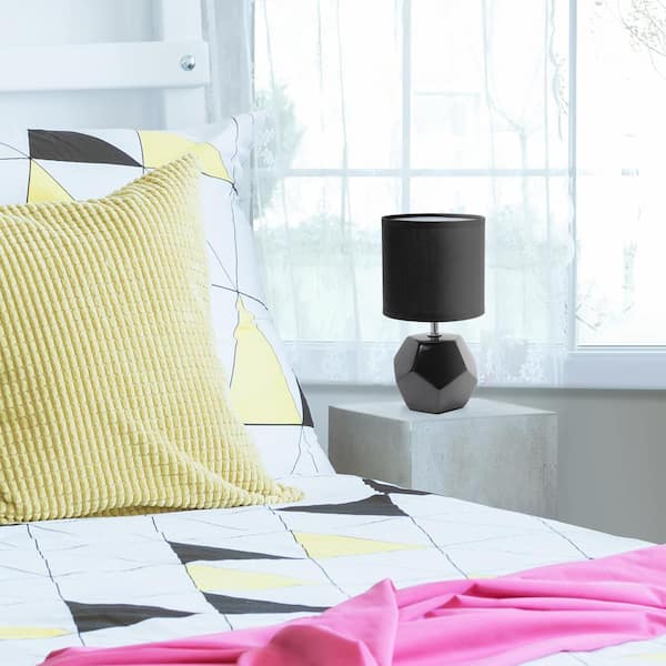 Round Prism Mini Table Lamp With Matching Fabric Shade Black