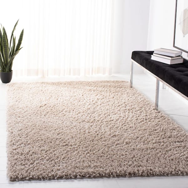 August Shag Beige 7 ft. x 9 ft. Solid Area Rug