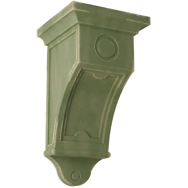 Ekena Millwork 7-1/2 in. x 14 in. x 7-1/2 in. Restoration Green Arts and Crafts Wood Vintage Decor Corbel