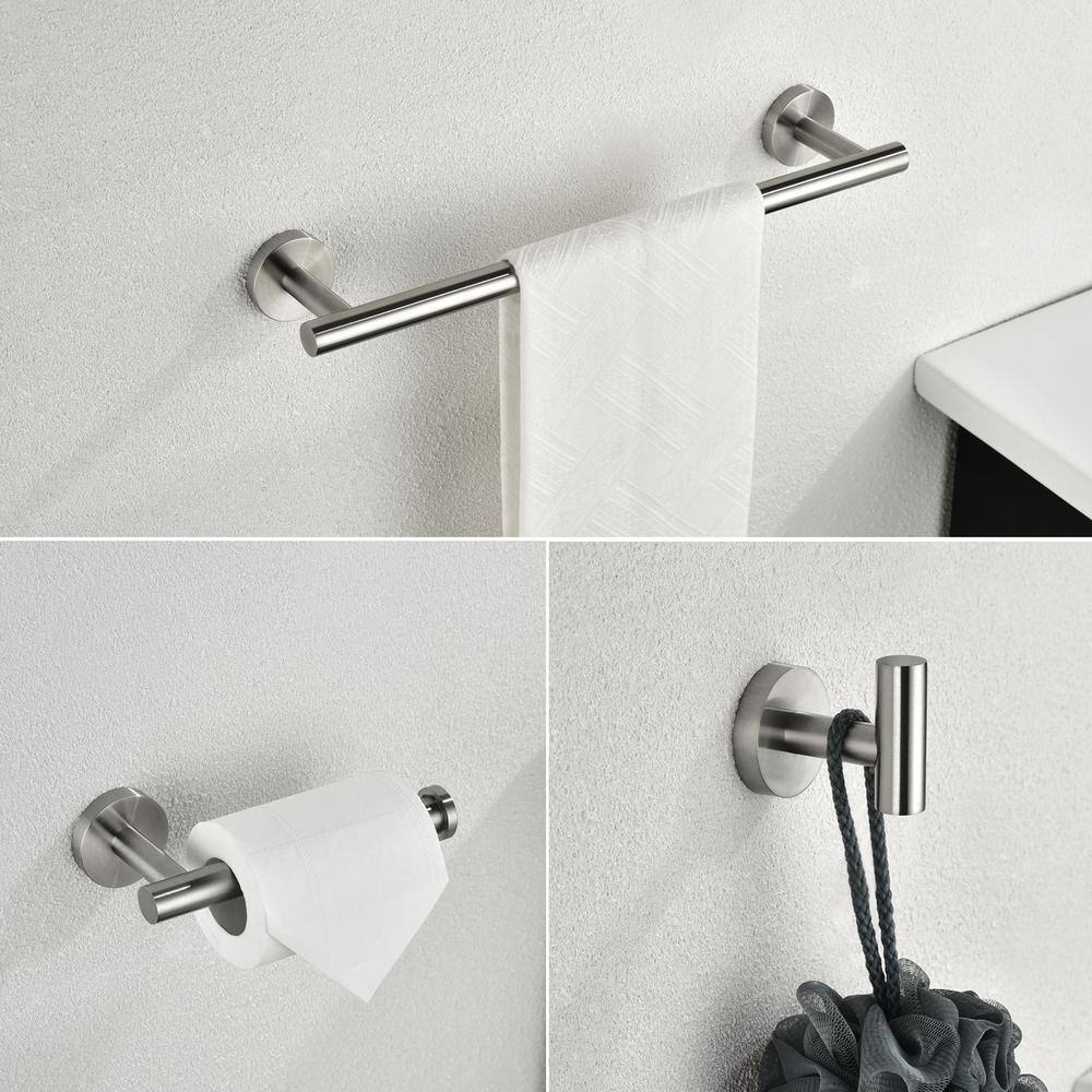 Brushed Nickel Wall-Mounted Bathroom Hardware Set