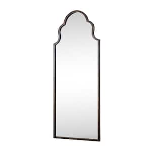 24 in. W x 59 in. H Vintage Arched Iron Framed Decorative Wall Mirror in Bronze