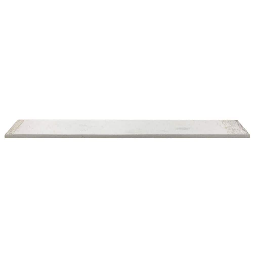 Giorbello Sassuolo White 3 in. x 24 in. x 10mm Porcelain Italian Floor Tile Bullnose (5 Tiles)(2.5 Sq. Ft.) -  G8911