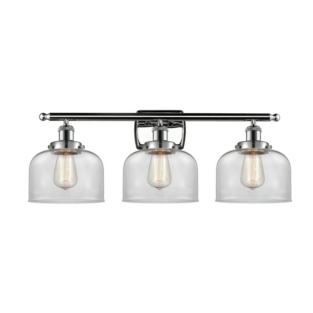 Bell 28 in. 3-Light Polished Chrome Vanity Light with Glass Shade price history on PriceWatchPro