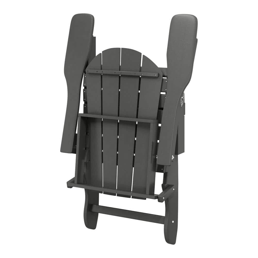 Laguna Fade Resistant Outdoor Patio HDPE Poly Plastic Classic Folding Adirondack Lawn Chair in Gray