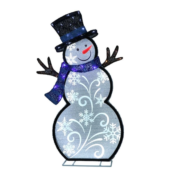 Puleo International 30 in. Lighted Outdoor Snowman with 137 LED Lights, White/Blue/Black
