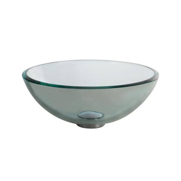 14 Inch Clear Glass Round Vessel Sink