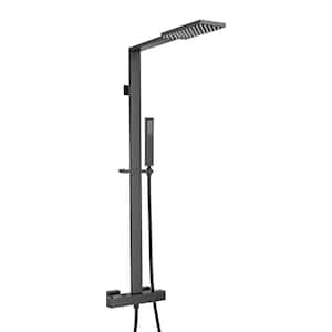 2-Spray Wall Bar Shower Kit with Hand Shower and Rough-In Valve in Matte Black