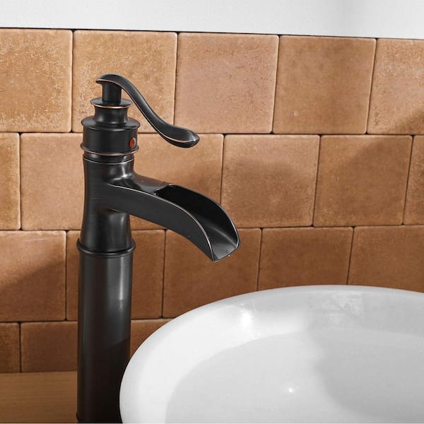 Single Handle Waterfall Vessel Sink Faucet in Oil Rubbed Bronze
