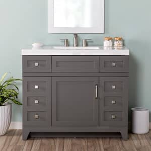 Rosedale 42 in. W x 19 in. D x 37 in. H Single Sink Bath Vanity in Taupe Gray with White Cultured Marble Top