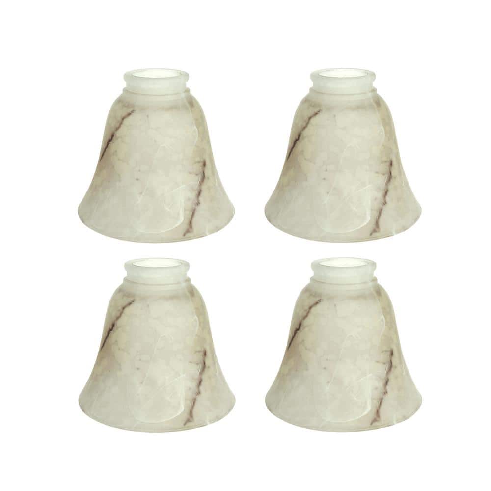 Transitional Alabaster Glass Bell Shades with Hand Painted Veins, 4 Pack