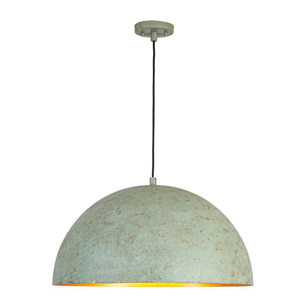 Pover 1-Light 23.6 in. W Vintage Green and Gold Oversized Dome Pendant Light for Kitchen Island, Dining Room price history on PriceWatchPro