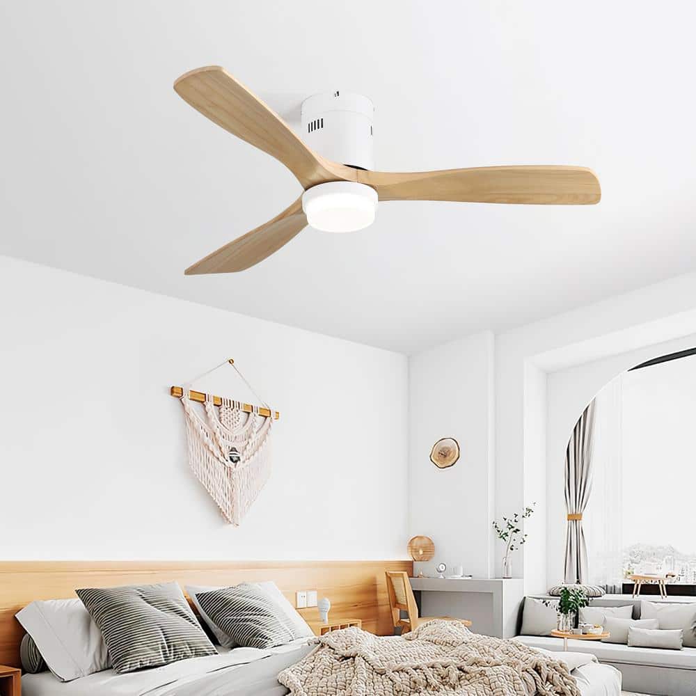 52 in. Smart Indoor White Ceiling Fan with Light and Remote Control Reversi