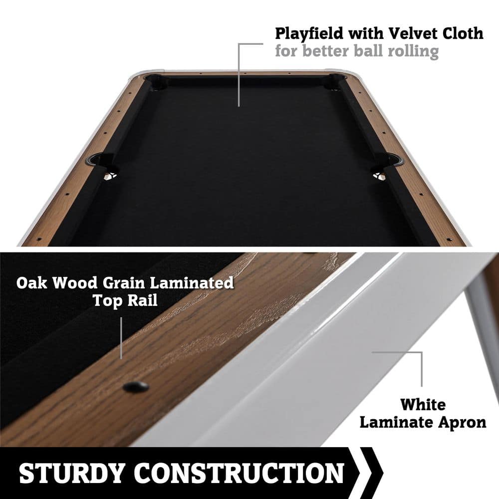 Apex 66" White and Oak Wood Modern Billiard Table