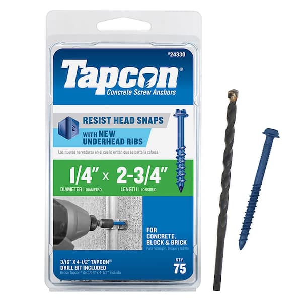 Tapcon 1/4 in. x 2-3/4 in. Hex-Washer-Head Concrete Anchors (75-Pack)