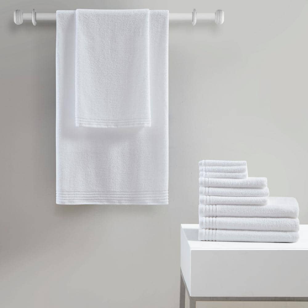 White Cotton Quick-Dry 12-Piece Bath Towel Set