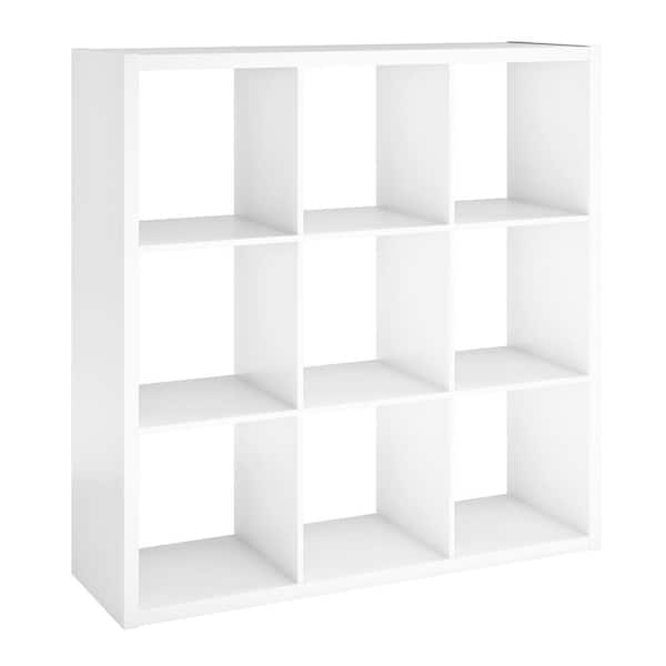 Photo 1 of 43.98 in. H x 43.82 in. W x 13.50 in. D White Wood Large 9- Cube Organizer