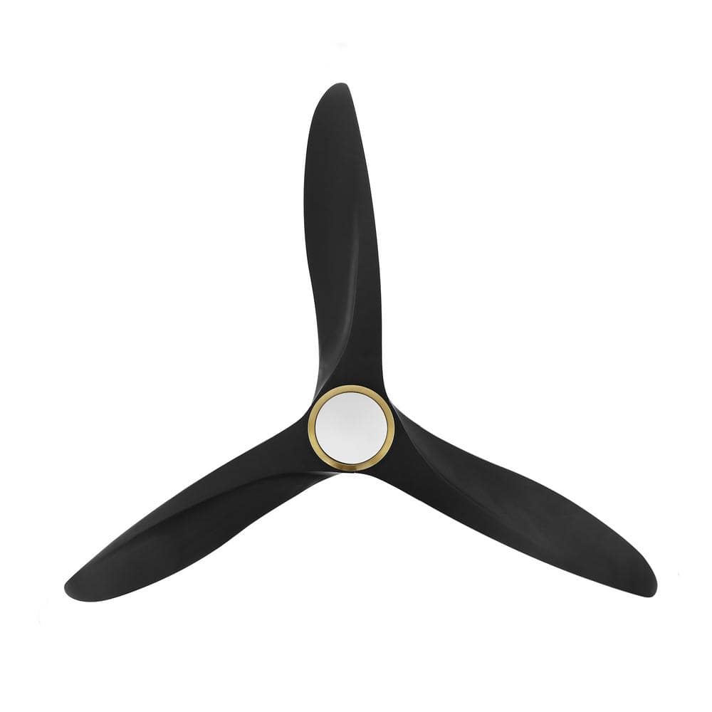 52-Inch Black and Gold Modern Ceiling Fan with LED Light and Remote