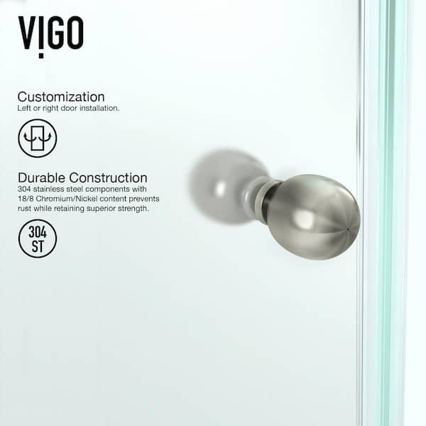 Verona 38 in. L x 38 in. W x 73 in. H Frameless Pivot Neo-angle Shower Enclosure in Brushed Nickel with Clear Glass