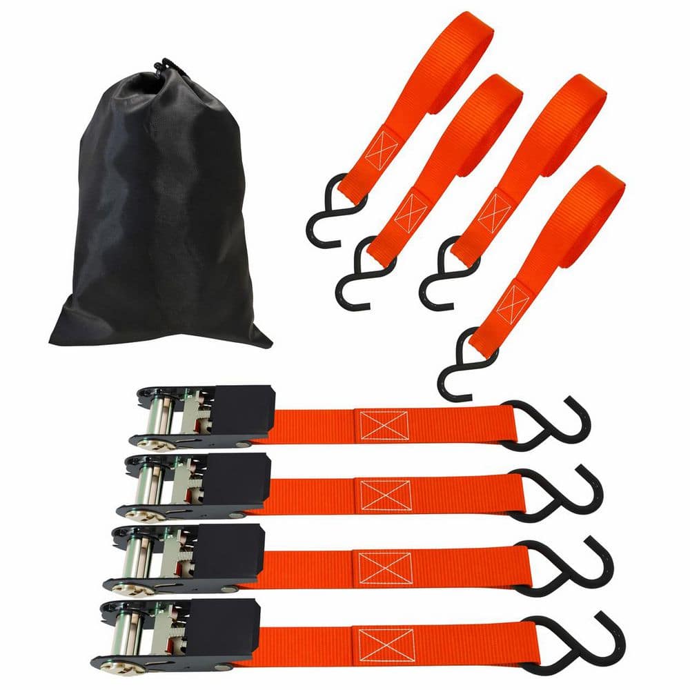 1 x 10 ft. Ratchet Tie Down Straps Set Fastener Style Heavy Duty Polyester Webbing 900LBs Break Strength 4-Pack price history on PriceWatchPro
