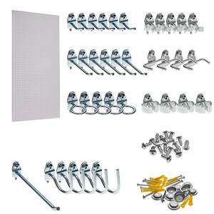 9/32 in. White Polypropylene Pegboards with Locking Hook Assortment (36-Piece)