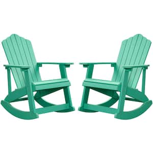 Rocky Classic Green Rocking Plastic Outdoor Recycled Adirondack Chair (2-Pack)
