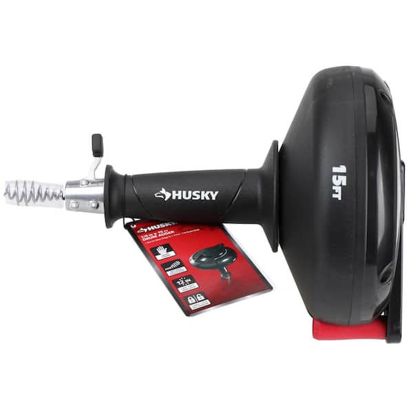 Husky 1 4 in. x 15 ft. Hand Drain Snake Drum Auger 410 186 0111 The Home Depot