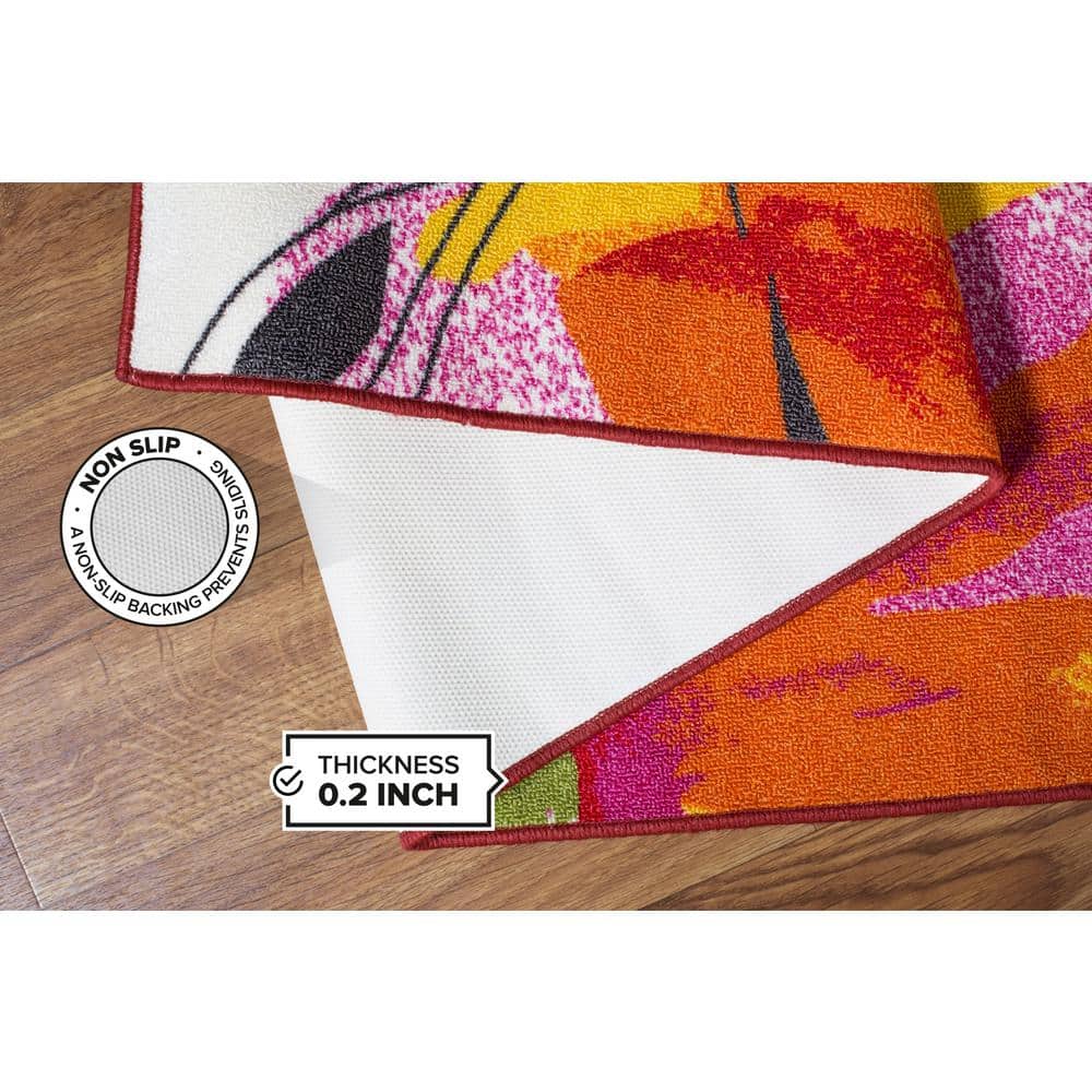 Vibrant Floral Bliss Non-Slip Synthetic Area Rug - 6' x 9'