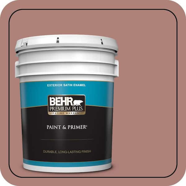 BEHR PREMIUM PLUS 5 gal. #S170-5 Smoke Bush Rose Satin Enamel Exterior Paint & Primer