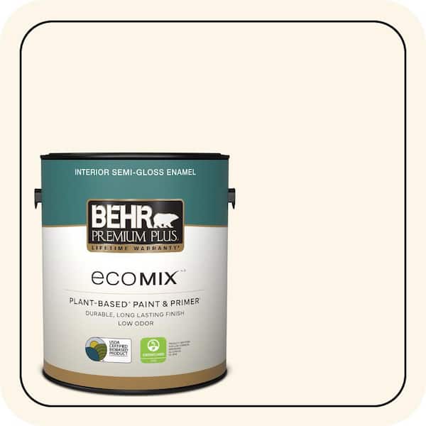 1 gal. #PWN-20 Whipping Cream Semi-Gloss Enamel EcoMix Plant-Based Interior Paint & Primer