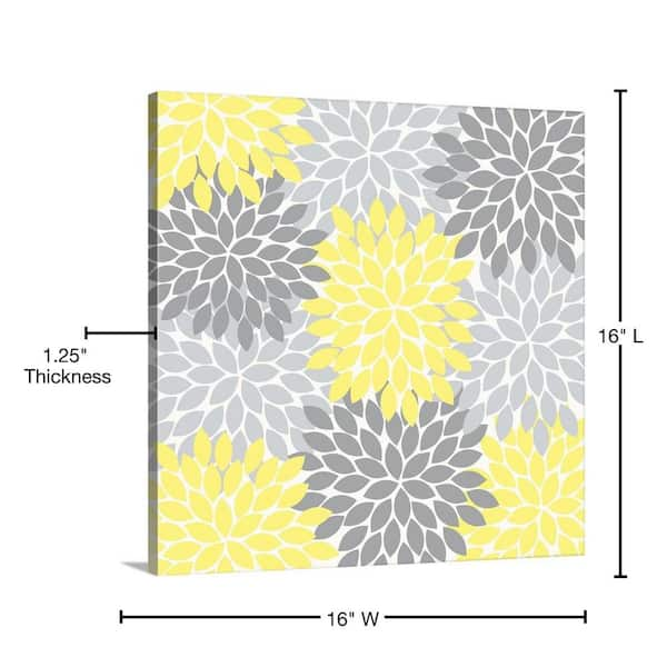 GreatBigCanvas Flower Burst Yellow Dark And Light Gray by Tamara Robinson  Canvas Wall Art 2400020_24_16x16 - The Home Depot