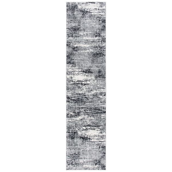 SAFAVIEH Evoke Ivory/Dark Gray 2 ft. x 9 ft. Solid Runner Rug