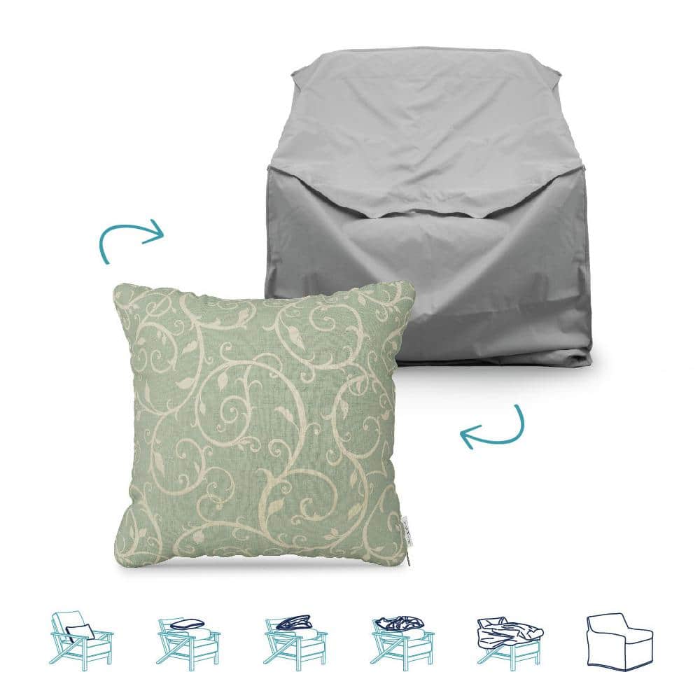 Pillow-To-Cover 18 in. Cabaret Blue Haze Pillow Club Chair Cover