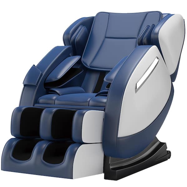 REAL RELAX Favor Blue Recliner with Zero Gravity, Full Body Air Pressure, Bluetooth, Heat and Foot Roller Massage Chair
