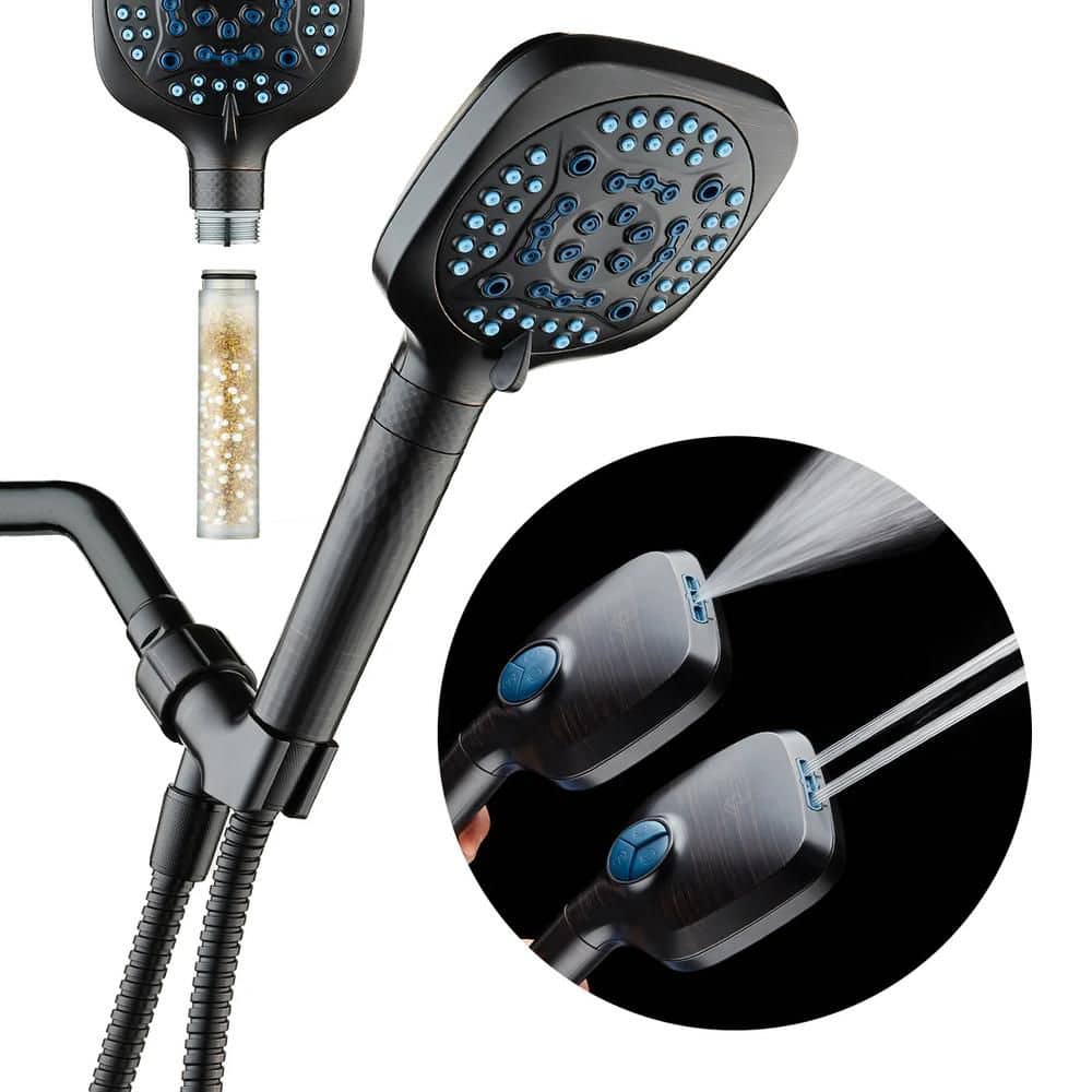 AQUACARE 10-Spray Wall Mount Square Handheld Shower Head with