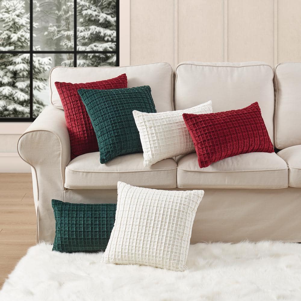 Crimson Velvet 18" Square Decorative Throw Pillow