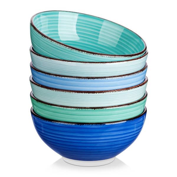27 fl. oz. Assorted Colors Stoneware Cereal Bowls Soup Bowls Salad Bowls Rice Bowls (Set of 6)