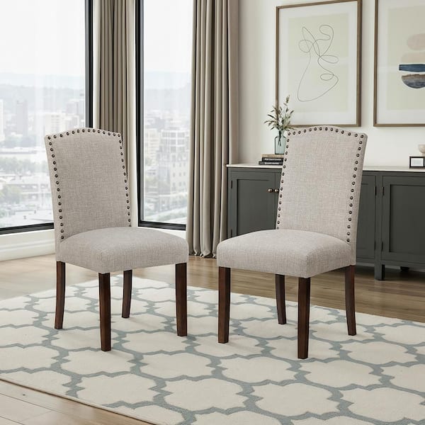 Myrna Taupe Textured Upholstered Dining Side Chair (Set of 2)