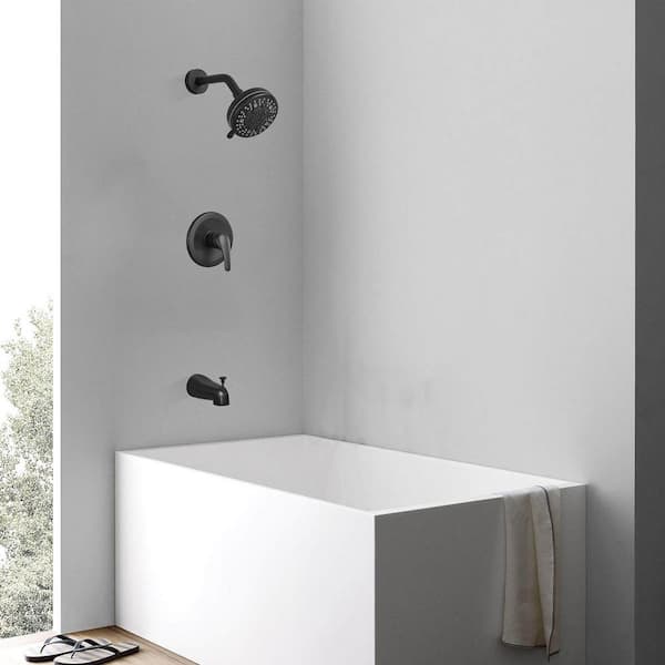 Single Handle 8-Spray Tub and Shower Faucet bathtub faucet 1.8 GPM in Spot Defense Matte Black (Valve Included)