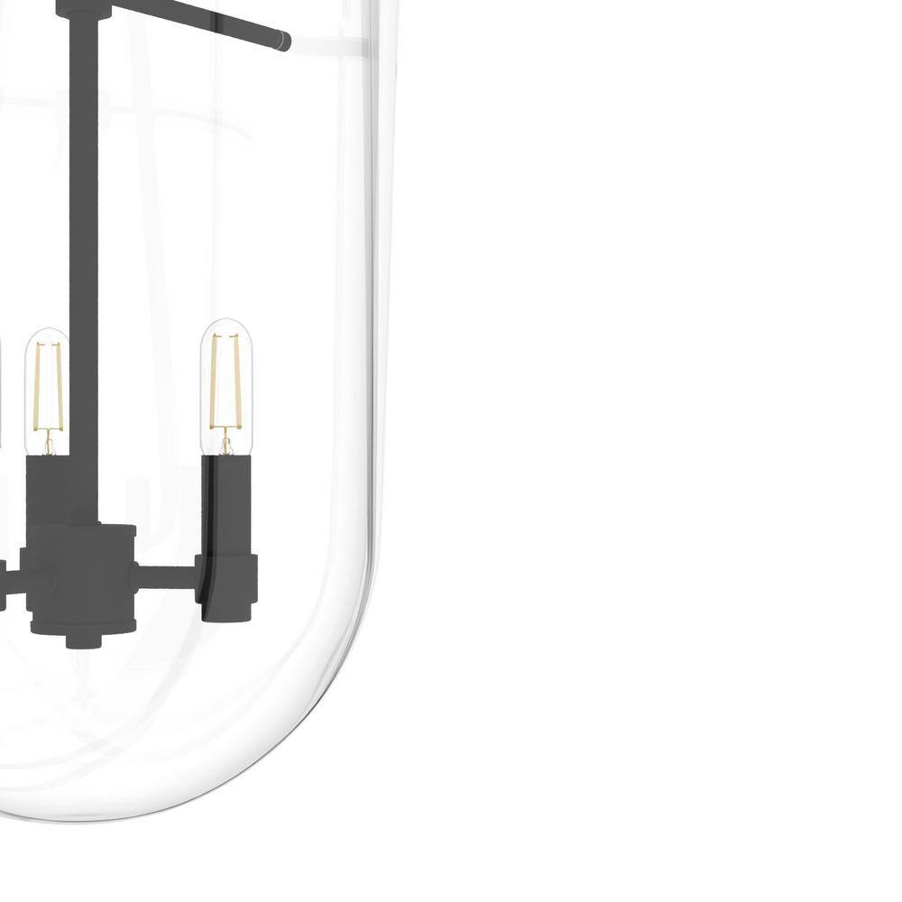 Sacha 16'' Black Modern LED Glass Bell-Shaped Pendant