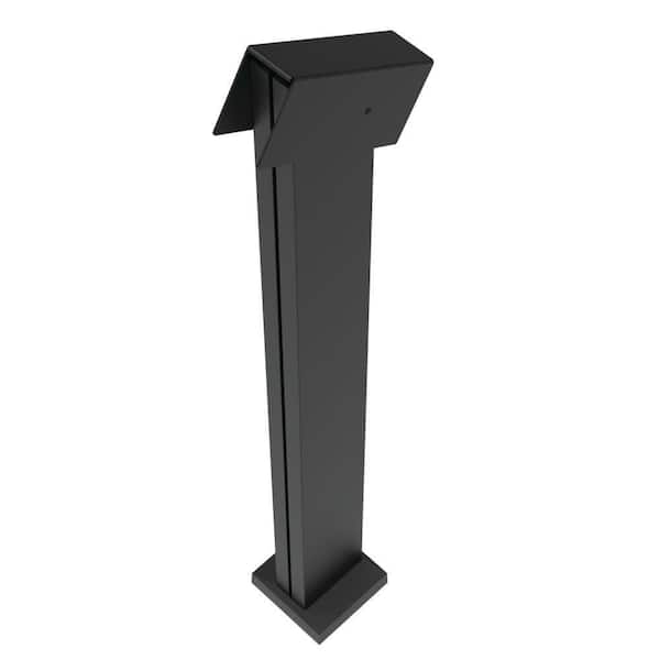 Barrette Outdoor Living 4.81 in. x 5.25 in. x 3.3 ft. Elevation Aluminum Matte Black Stair Line Post for Cable Railing System