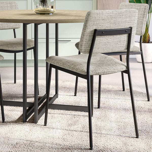 Amisco Sullivan Dining Chair Cream & Black Boucle Fabric/Black Metal