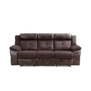 Pueblo 91 in. Leatherette Straight Manual Recliner Sofa in Brown