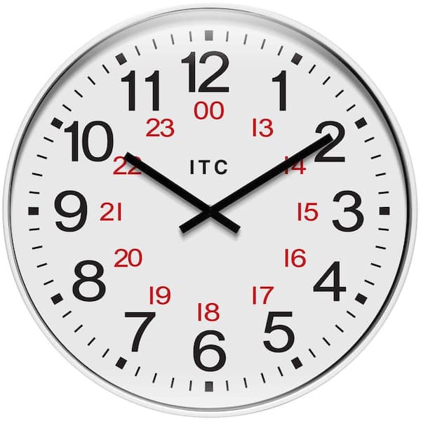 Profuse 24-Hour ITC Business Wall Clock, White, 19 in.