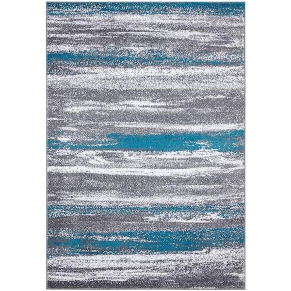 Unbranded Dark Blue 5 ft. x 7 ft. Modern Abstract Polypropylene Indoor/Outdoor Area Rug