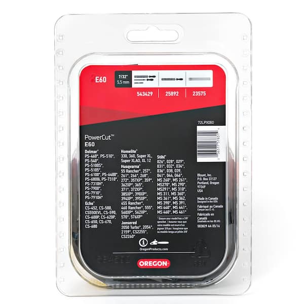 E60 Chainsaw Chain for 16in. Bar Fits Husqvarna, Echo, Stihl, Poulan, Craftsmand and others