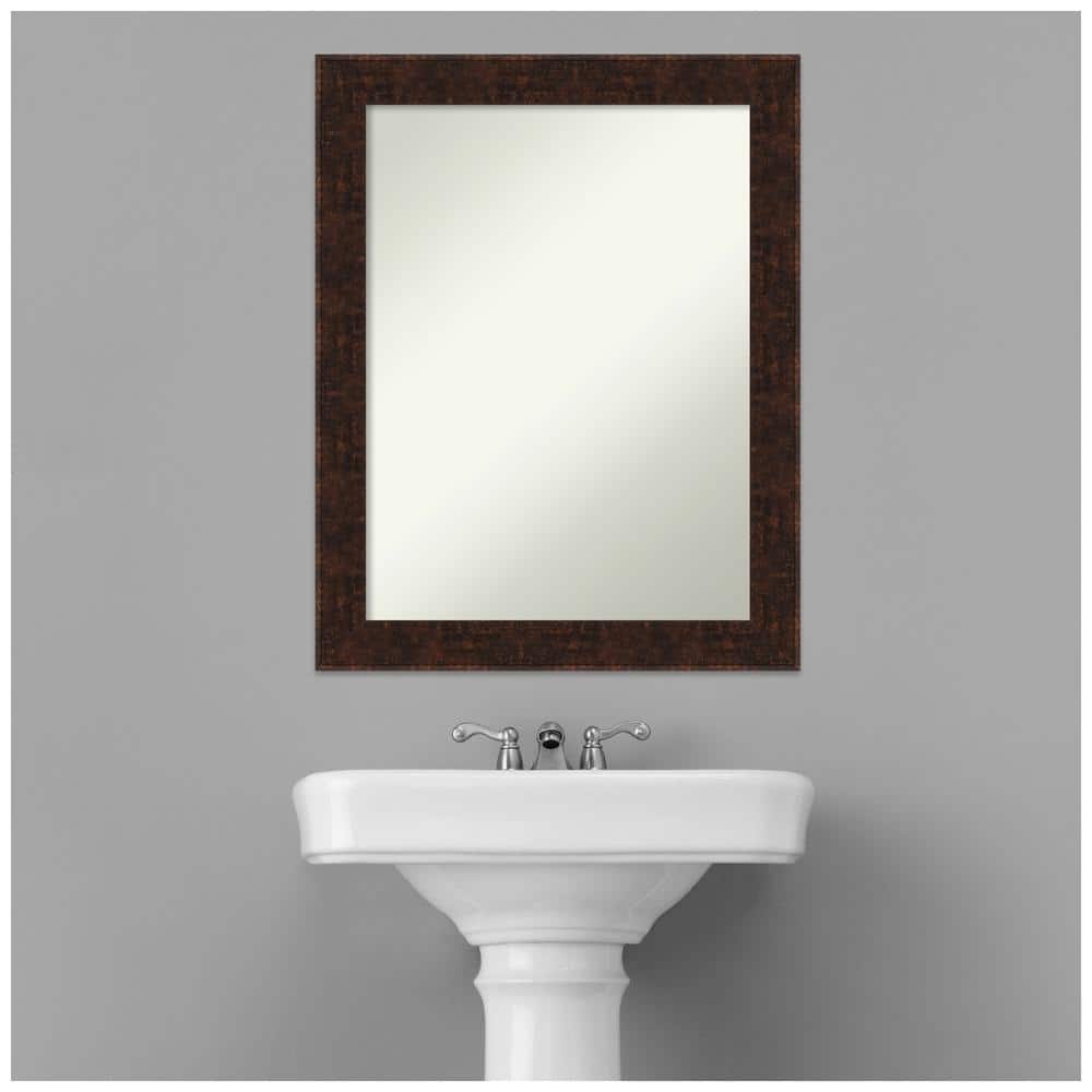22" x 28" Rectangular Bronze Wood Bathroom Vanity Mirror